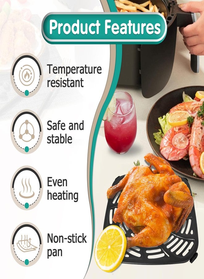 Gfdoso 8QT Air Fryer Grill Plate for Gourmia GAF838 GAF856 GAF826 Air Fryers, 9.8''×9.8'' Square Air Fryer Tray Replacement for Gourmia, Nonstick Air Fryer Grill Pan for Gourmia 8QT Air Fryer - Image 5